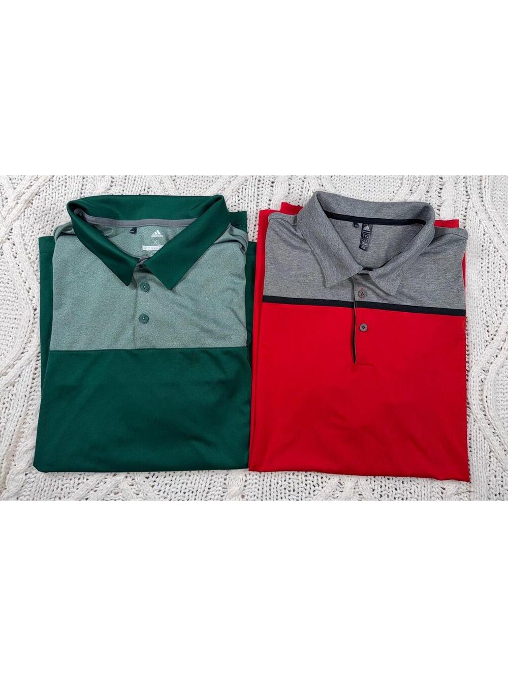 Adidas Mens Golf Polo Shirts Size XL Dri Fit Green and Red